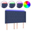 vidaXL Cabeceira de cama c/ luzes LED tecido 147x16x118/128 cm azul