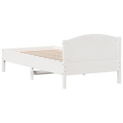 vidaXL Estrutura de cama com cabeceira 90x190 cm pinho maciço branco