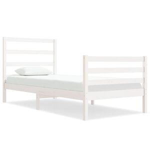 vidaXL Estrutura de cama solteiro 90x190 cm pinho maci&ccedil;o branco