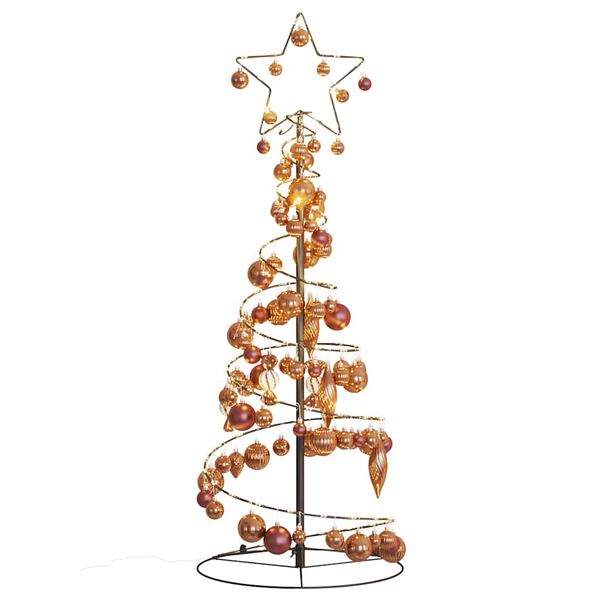vidaXL &Aacute;rvore de Natal LED com Baubles 80 LEDs Branco Quente 120 cm