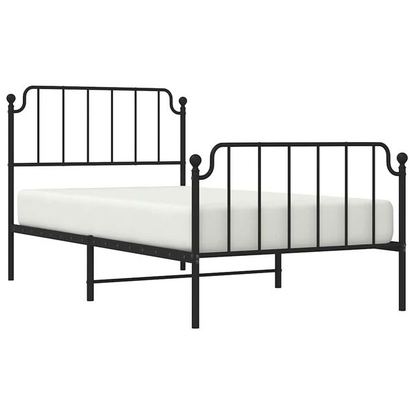 vidaXL Estrutura de cama com cabeceira e p&eacute;s 100x200 cm metal preto