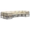 vidaXL 7 pcs conjunto lounge de jardim c/ almofad&otilde;es vime PE antracite