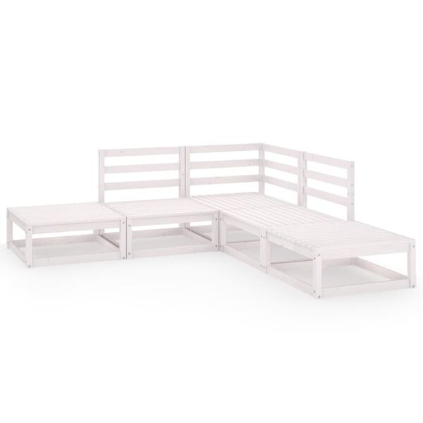 vidaXL 5 pcs conjunto lounge de jardim pinho maci&ccedil;o branco
