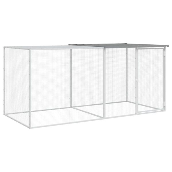 vidaXL Galinheiro com teto 203x98x90 cm a&ccedil;o galvanizado cinza-claro