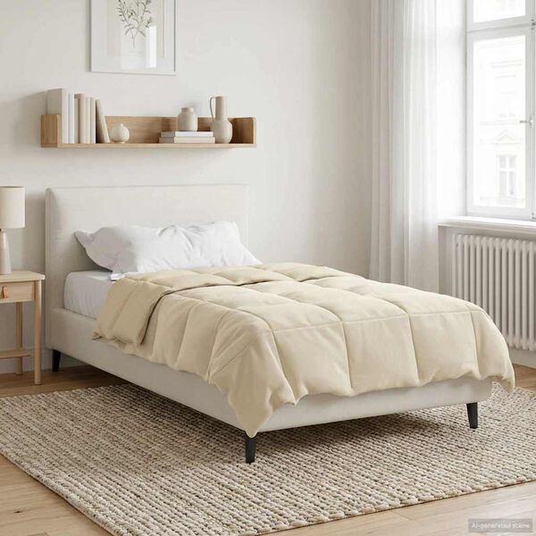 vidaXL Edredom de Inverno Colchonete Creme 140 x 200 cm Microfibra