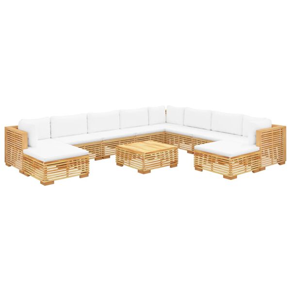 vidaXL 11 pcs conjunto lounge jardim c/ almofad&otilde;es madeira teca maci&ccedil;a