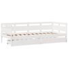 vidaXL Sof&aacute;-cama c/ gavetas 90x190 cm madeira de pinho maci&ccedil;a branco