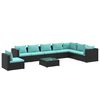 vidaXL 9 pcs conjunto lounge de jardim c/ almofad&otilde;es vime PE preto