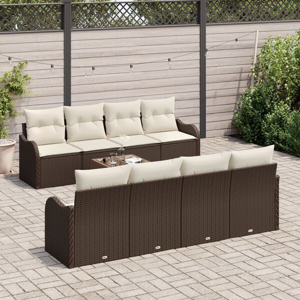 vidaXL Conjunto de Sof&aacute; de Jardim Castanho 55 x 55 x 37 cm vime PE