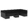 vidaXL 11 pcs conjunto sof&aacute;s de jardim c/ almofad&otilde;es vime PE preto