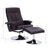 vidaXL Cadeira massagens reclinável + apoio pés couro artif. castanho