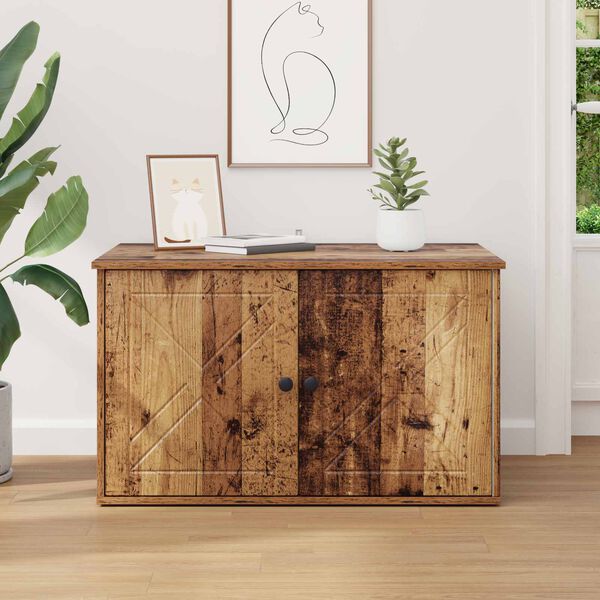 vidaXL Casa para Gatos Madeira antiga 85 x 55 x 50 cm