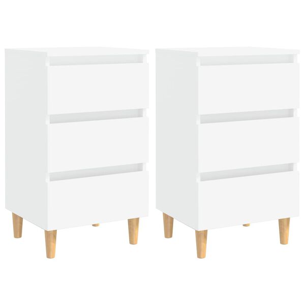 vidaXL Mesas de cabeceira pernas de madeira 2pcs 40x35x69cm branco