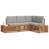 vidaXL Conjunto de Sof&aacute;s para Exterior 4 Pe&ccedil;a Cinza Natural e Claro