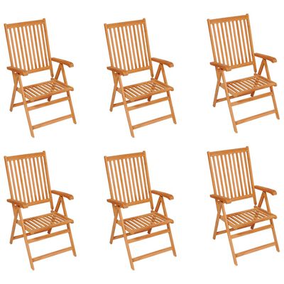 vidaXL Cadeiras de jardim c/ almofadões cinzentos 6 pcs teca maciça