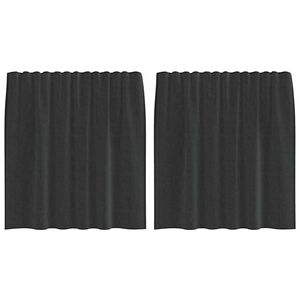 vidaXL Cortinas de voile com aba 2 pcs preto