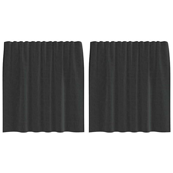 vidaXL Cortinas de voile com aba 2 pcs preto
