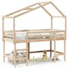 vidaXL Cama alta c/ escada e telhado 90x190 cm pinho maci&ccedil;o