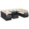vidaXL 10 pcs conjunto sof&aacute;s de jardim c/ almofad&otilde;es vime PE preto