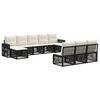 vidaXL Conjunto de Sof&aacute; de Jardim 10 unid. Preto e Branco Creme