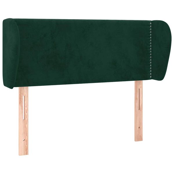 vidaXL Cabeceira de cama c/ abas veludo 103x23x78/88cm verde-escuro