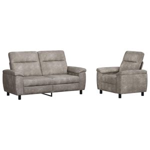vidaXL Conjunto de Sof&aacute;s 2 pcs Cinzento-claro Couro Suede Sint&eacute;tico