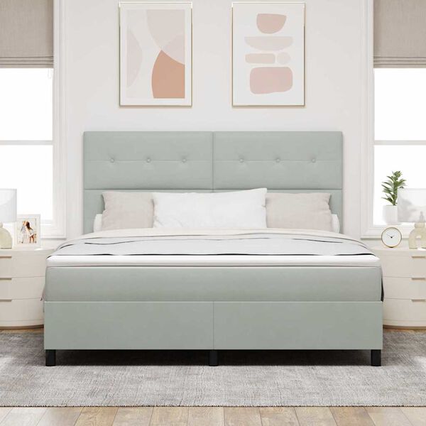 vidaXL Cama Box Spring LED Cinzento-claro 180 x 200 cm tecido