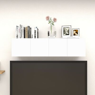 vidaXL Móvel de TV de parede 4 pcs 30,5x30x30 cm branco brilhante