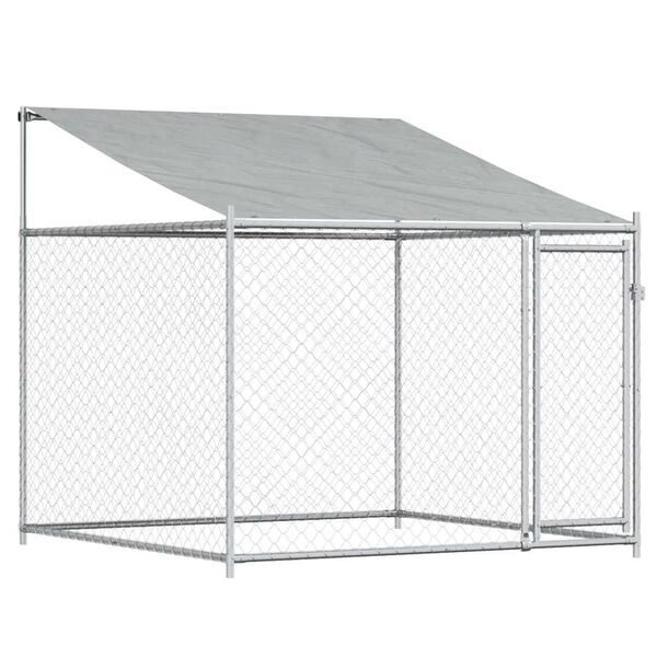 vidaXL Jaula para c&atilde;o com telhado/porta 2x2x2 m a&ccedil;o galvanizado cinza