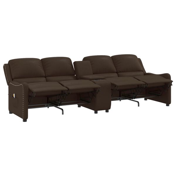 vidaXL Poltrona massagens 4 lug. +suporte copo castanho brilhante