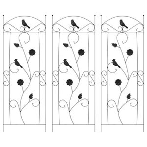 vidaXL Cerca para Jardim 3 unid. Preto 110 x 40 cm A&ccedil;o