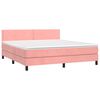 vidaXL Cama box spring c/ colch&atilde;o/LED 180x200 cm veludo rosa