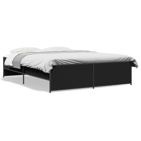 vidaXL Estrutura de cama 160x200 cm derivados de madeira/metal preto