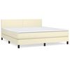 vidaXL Cama com molas/colch&atilde;o 180x200 cm couro artificial cor creme