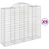 vidaXL Cestos gabi&atilde;o arqueados 9pcs 200x50x160/180cm ferro galvanizado