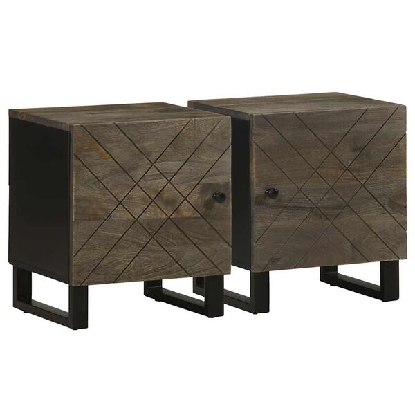 vidaXL Mesas de cabeceira 2 pcs 40x33x46 cm mangueira maci&ccedil;a preto