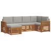 vidaXL Conjunto de Sof&aacute; Sectional 6 pcs Cinza Natural e Claro