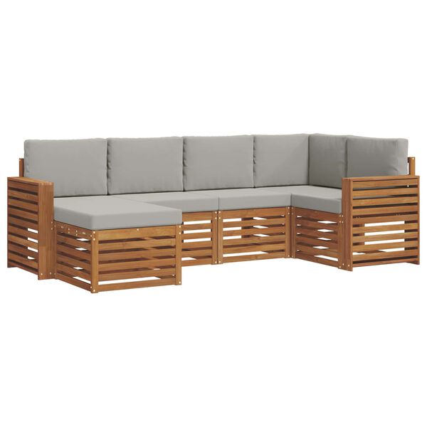 vidaXL Conjunto de Sof&aacute; Sectional 6 pcs Cinza Natural e Claro