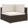 vidaXL Cadeira de canto seccional c/ almofad&otilde;es 1 pc vime PE castanho