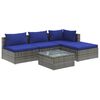 vidaXL 5 pcs conjunto lounge de jardim c/ almofad&otilde;es vime PE cinzento