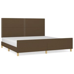 vidaXL Estrutura de cama sem colch&atilde;o 200x200 cm tecido castanho-escuro