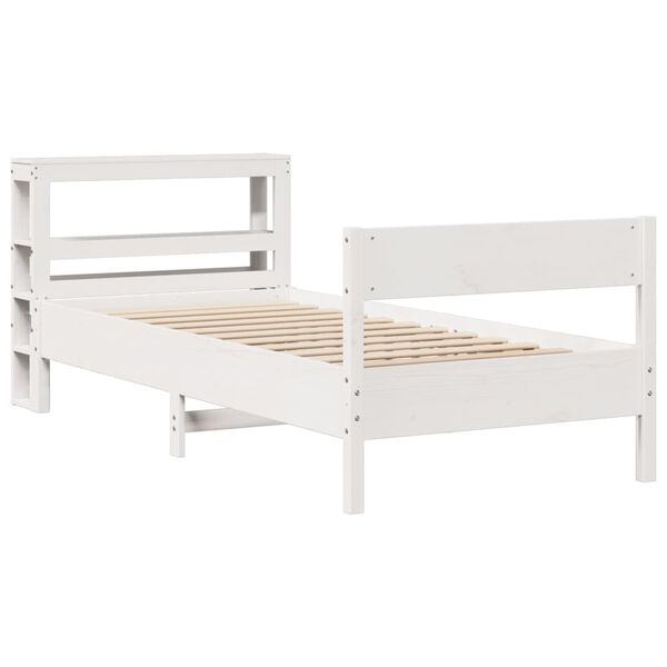 vidaXL Cama sem colch&atilde;o 90x200 cm madeira de pinho maci&ccedil;a branco