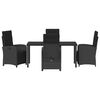 vidaXL Conjunto de Jantar para Jardim com almofada 5 pcs Preto vime PE