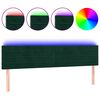 vidaXL Cabeceira de cama c/luzes LED veludo 180x5x78/88cm verde-escuro