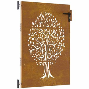 vidaXL Port&atilde;o de jardim 85x125 cm a&ccedil;o corten design &aacute;rvore