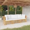 vidaXL 3 pcs conjunto lounge jardim c/ almofad&otilde;es madeira teca maci&ccedil;a