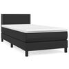 vidaXL Cama com molas/colch&atilde;o 90x200 cm couro artificial preto