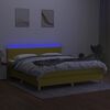 vidaXL Cama box spring c/ colch&atilde;o e LED 180x200 cm tecido verde