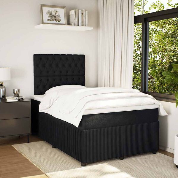 vidaXL Cama boxspring com colch&atilde;o 120x190 cm veludo preto