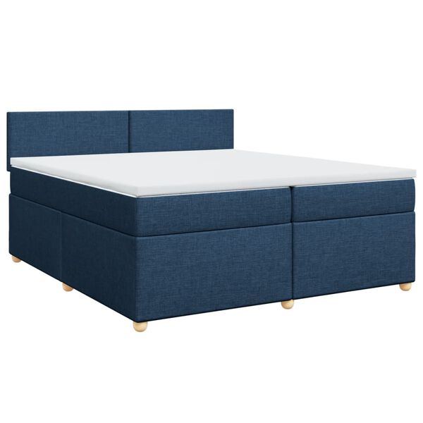 vidaXL Cama com molas/colch&atilde;o 200x200 cm tecido azul